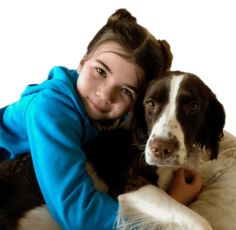 Louisa “Lulu” Johnson with her dog, a spaniel.
