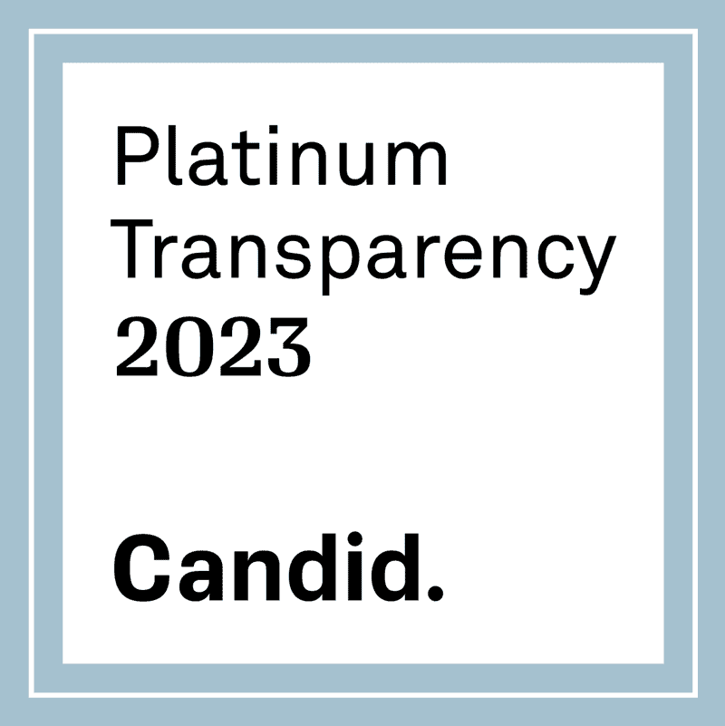 A blue frame with the following text: Platinum Transparency 2023, Candid.